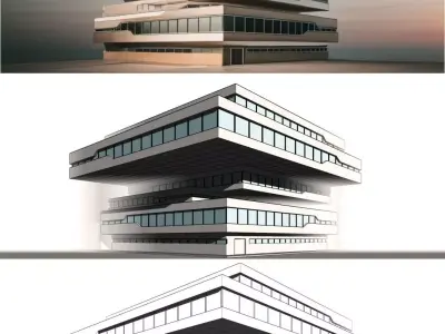Zaha Hadid Dominion Tower Office Buildings  Low-poly 3D model