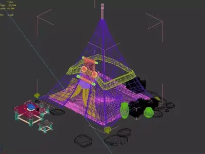 Single-mouth tapering tent 03 3D model