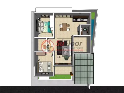 House 8x9m code 554 - Sketchup 3D model 3D model 3D model