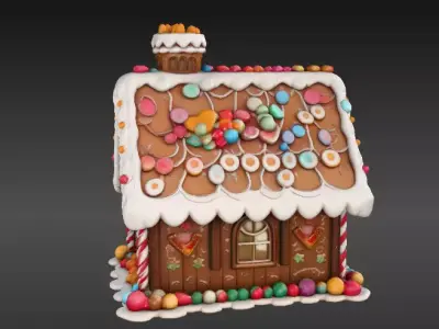 Stylized House Cartoon Christmas 3D Scene Bg Model Low Poly Low-poly 3D model