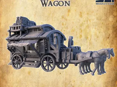 Nomad Merchant Wagon Tabletop Terrain 28 MM 3D print model