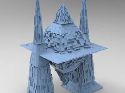 Karnak Sci fi Exterior temples Molten lava pyramid Low-poly 3D model