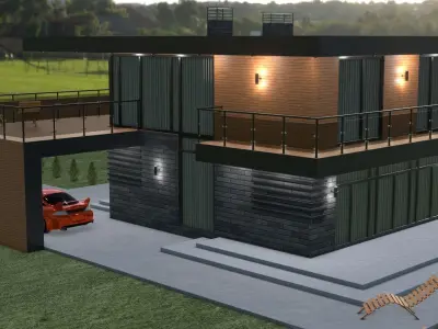 Blender project of Cottage Architecture House Building Exterior 3D model