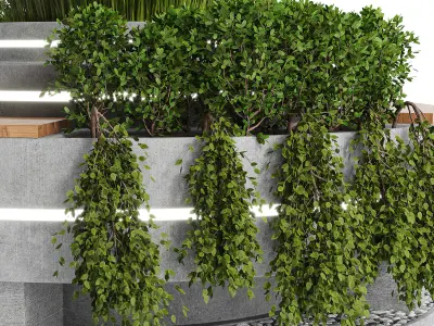 Urban Furniture with plant-set 02 3D model