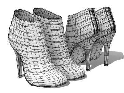 Ankle Pleated Boots Low-poly 3D model