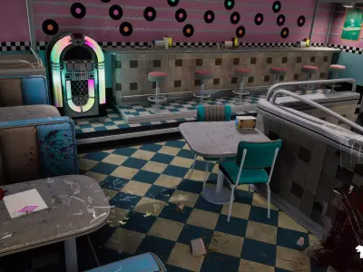 Rinos Diner Environment Low-poly 3D model