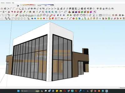 Shop building along with clock tower 3D model