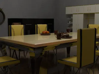 Low Poly Dinning Set 3D Model Low-poly 3D model