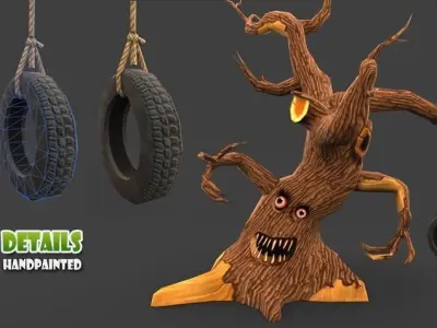 Cartoon Amusement Park Low-poly 3D model