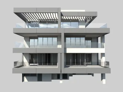 Modern Apartment Building 1 Low-poly 3D model