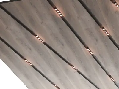 Wooden suspended ceiling with lighting 51 3D model