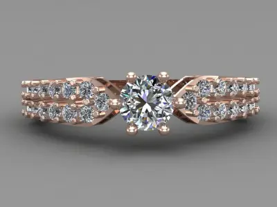 Rose Gold Women Diamond Ring 3D print model 3D print model 35