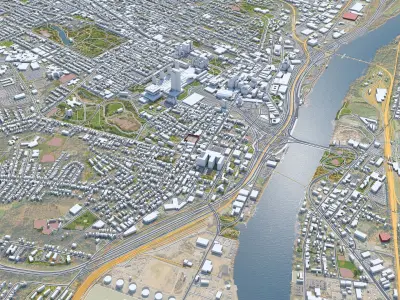 Albany Downtown in New York USA Low-poly 3D model