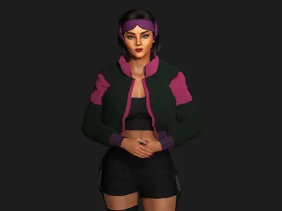 AAA 3D CHARACTER BARBIE GIRL CYBER PUNK-REALISTIC RIG GAME READY Low-poly 3D model