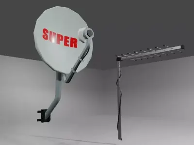 Antenna - TV - Satellite - Antena Low-poly 3D model