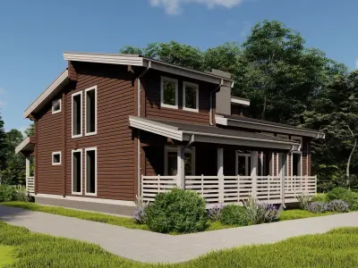 3D model of a wooden house 3D model