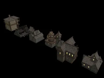 Fantasy Building pack Low-poly 3D model
