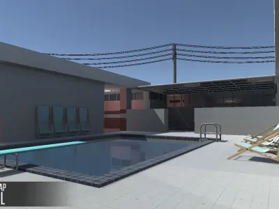 FPS map - pool Low-poly 3D model