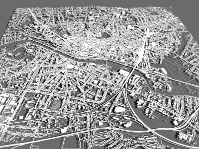 Cityscape Le Mans France 3D model