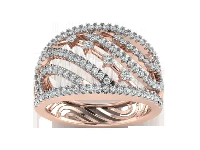 Light Weight Rose Gold Diamond Ring  -EZ R-293 3D print model