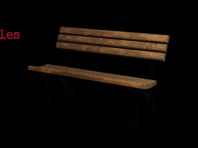Bench Low-poly 3D model 8