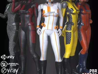 FX01 Female Sci-Fi Suit Low-poly 3D model