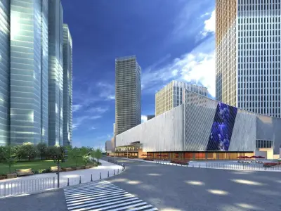 Shopping Mall and City Center Block 3D model