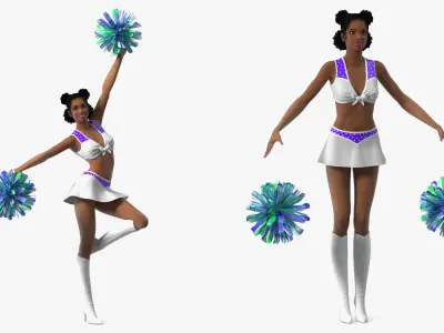 Teenage Light Skin Black Girl Cheerleader Rigged 3D model