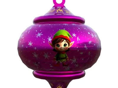 Charming Elf Holiday Red Bauble 3D Model  PBR Ready Low-poly 3D model