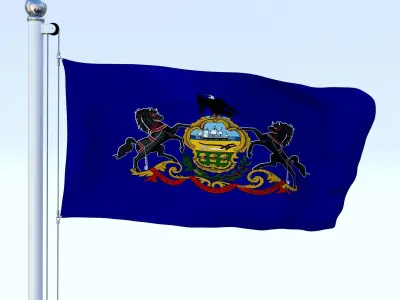 Animated Pennsylvania Flag Low-poly 3D model