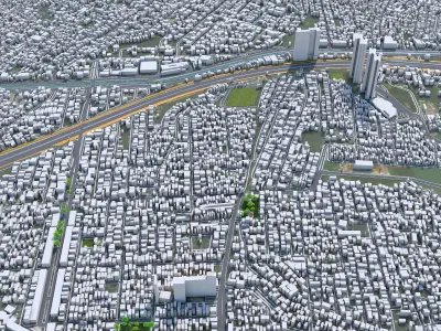 Bekasi West Java Indonesia 20km AI Low-poly 3D model