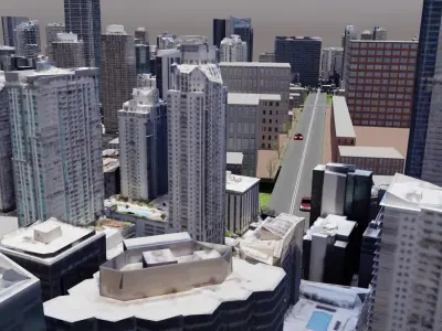 A Typical Urban City With Streets High Rising and Sky Scrappers 3D model