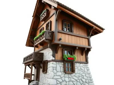 Rustic Wooden House model pack Low-poly 3D model