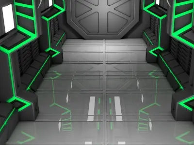 Sci Fi Corridor 3D model 91