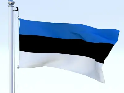 Animated Estonia Flag Low-poly 3D model