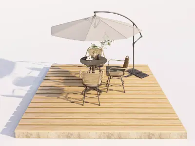 Outdoor Patio Sitting and Wood Decking 3D model