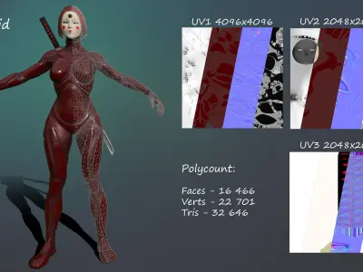 Android Geisha Low-poly 3D model