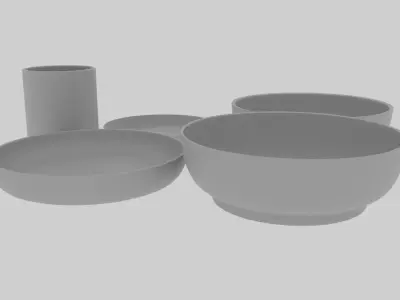 Minimalist CGI Tableware Set 3D model