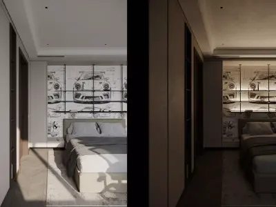 Interior Designed Scene of boys bedroom 3D model