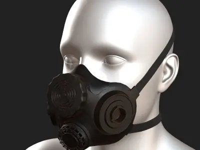 Gas mask helmet 3d safety isolated military combat  Low-poly 3D model