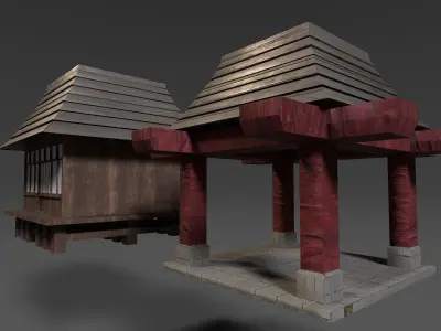 Japanese dojo Free low-poly 3D model