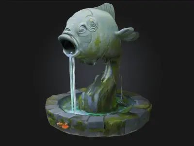 Fish Fountain  Serene Elegance of Aquatic Artistry 3D model