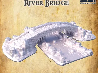 Frozen River Bridge Tabletop Terrain 28 MM 3D print model