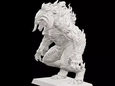 Lizard Monster Fantasy RPG Creature Statue 3D print model