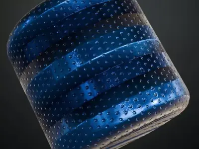 Blue Painted Perforated Corrugated Metal PBR Seamless Texture
