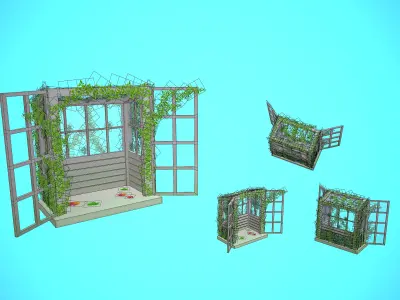 SMALL GREENHOUSE CARTOON STYLIZED Low-poly 3D model