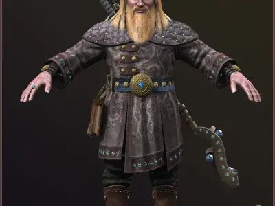 Dwarf Wizard Light Version Low-poly 3D model