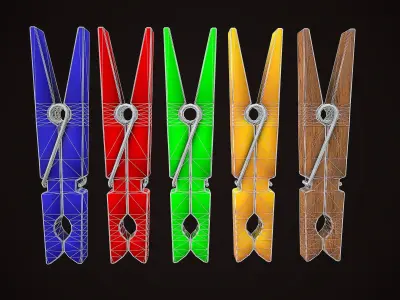 CLOTHESPIN CARTOON STYLIZED REALISTIC Low-poly 3D model