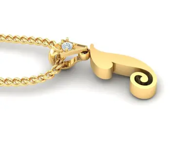 Light Gold Fancy Font Pendant I 3D print model