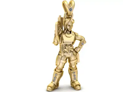 Futuristic Warrior Girl Pendant 3D Printable MODEL 3D print model
